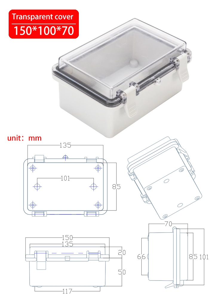 Outside 150*100*70mm ABS Plastic Waterproof Junction Box IP66 Light Gray 6*4*2.8inch Distribution Box Spot Wholesale