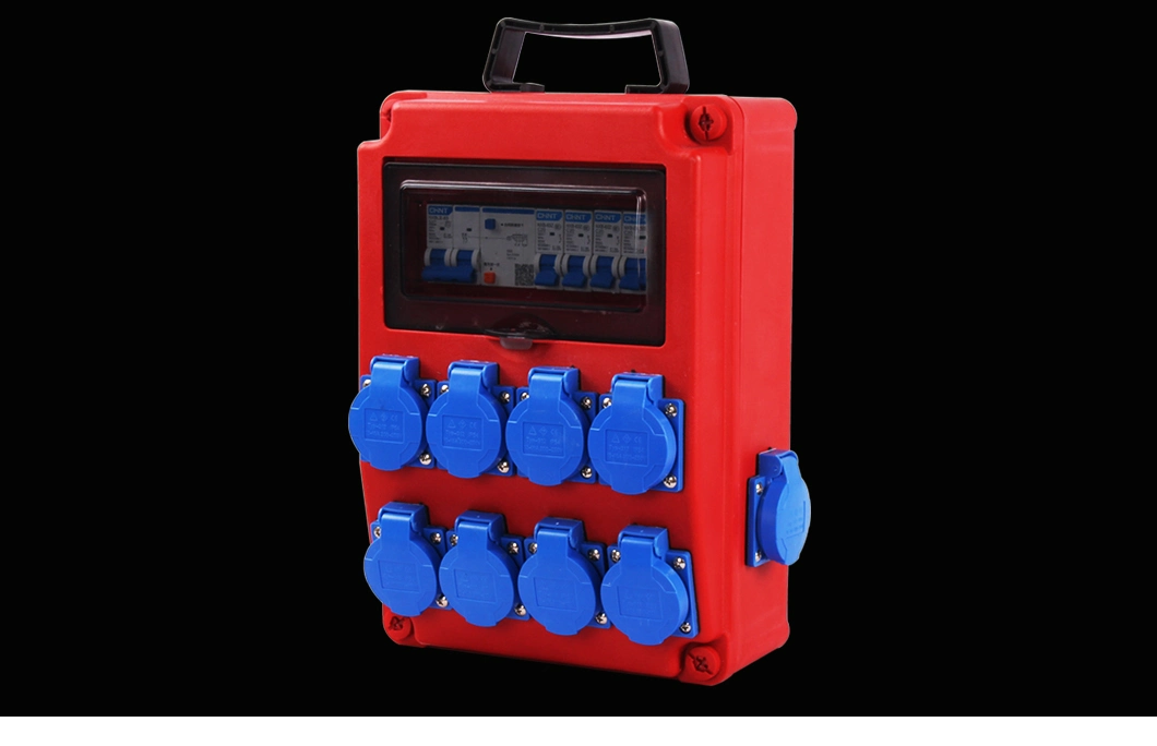 Red Portable Power Supply Access Box Single Phase 220V 3-Pin Socket IP66 Outdoor Waterproof and Fireproof