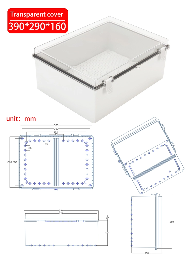 Directly Operated by The Factory 390*290*160mm ABS Plastic Waterproof Junction Box IP66 15.4*11.4*6.3inch Grey Waterproof Case
