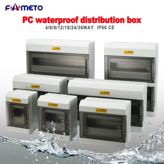 Polyurethane Distribution Box 4/6/9/12/18/24/36way IP66 Outdoor Waterproof Distribution Box PC Plastic Material