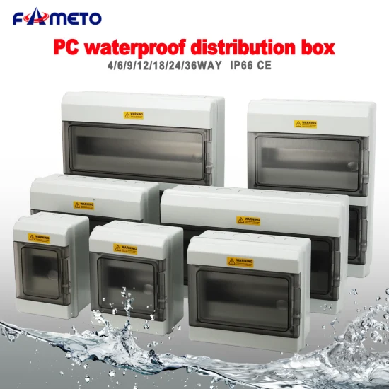 Polyurethane Distribution Box 4/6/9/12/18/24/36way IP66 Outdoor Waterproof Distribution Box PC Plastic Material