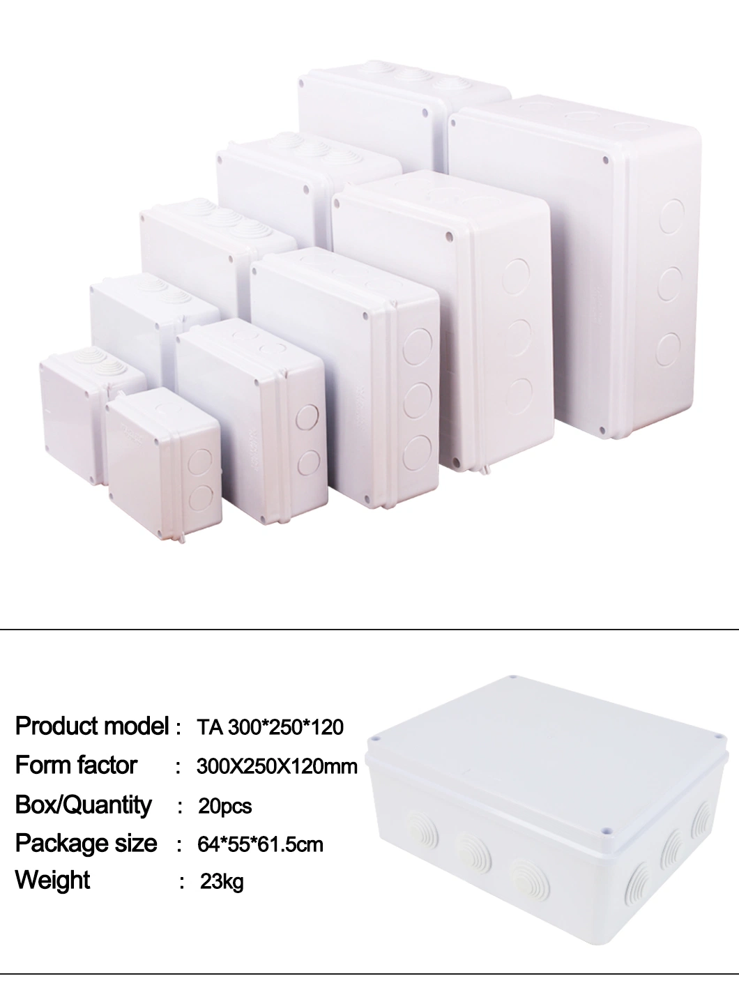 Outdoor Waterproof Junction Box 300X250X120mm ABS Plastic IP65 White Spot Wholesale