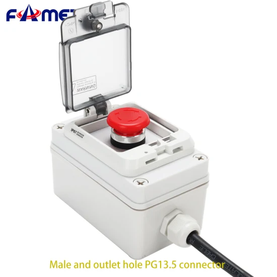 Plastic Waterproof Button Switch Box 1p IP67 ABS Material Emergency Stop Button 440V 10A Customizable