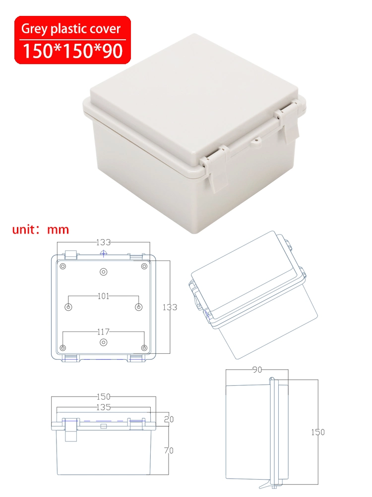Clear Plastic Cover 150*150*90mm UK Terminal Waterproof Junction Box ABS IP66 5.9*5.9*3.5inch Factory Direct Sales