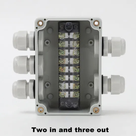 Two in and Three out 3.9*2.7*2inch Outdoor Power Supply Wire Distribution Box ABS Plastic Material Gray