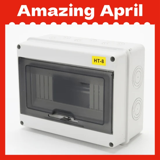 Ht-8 Waterproof 200mm*155mm*95mm ABS Surface Flush Type 8 Way MCB Distribution Box Junction Box