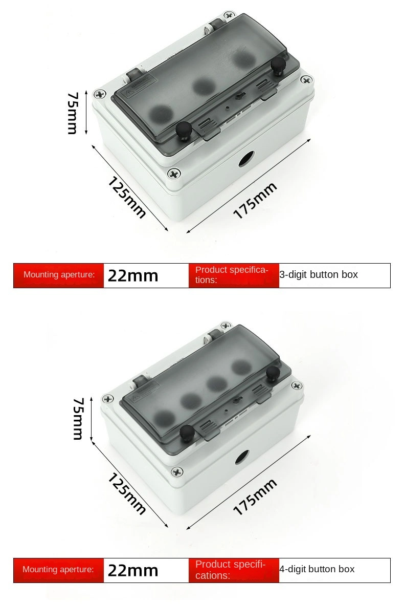 Double Hole IP67 Waterproof Outdoor Emergency Push Button Switch W Junction Box