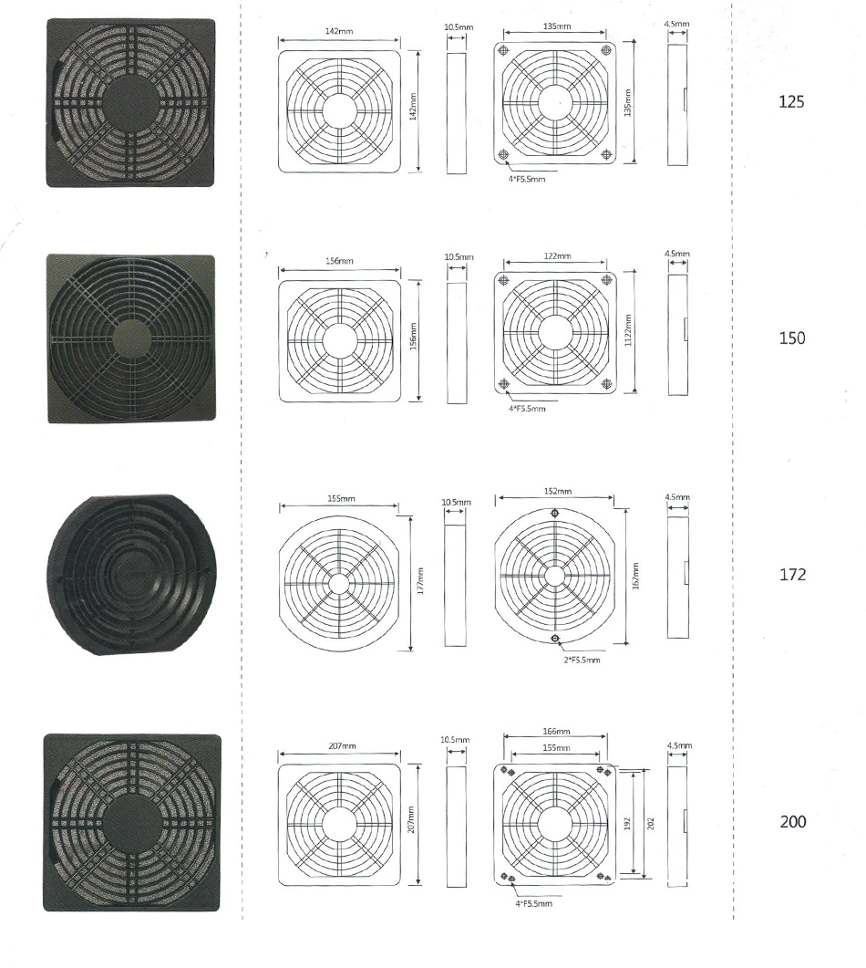 Axial Fan Protective Cover ABS Plastic Black 80mm*80mm Particle Filter
