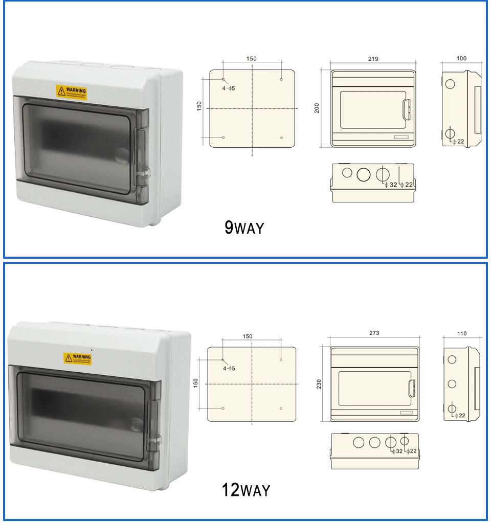 At4way Plastic Distribution Box IP67 Outdoor Waterproof Photovoltaic Wiring PC Fire Protection