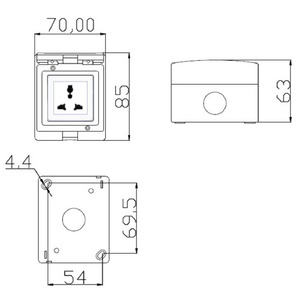 Outdoor Waterproof Socket One Bit with Five Holes IP55