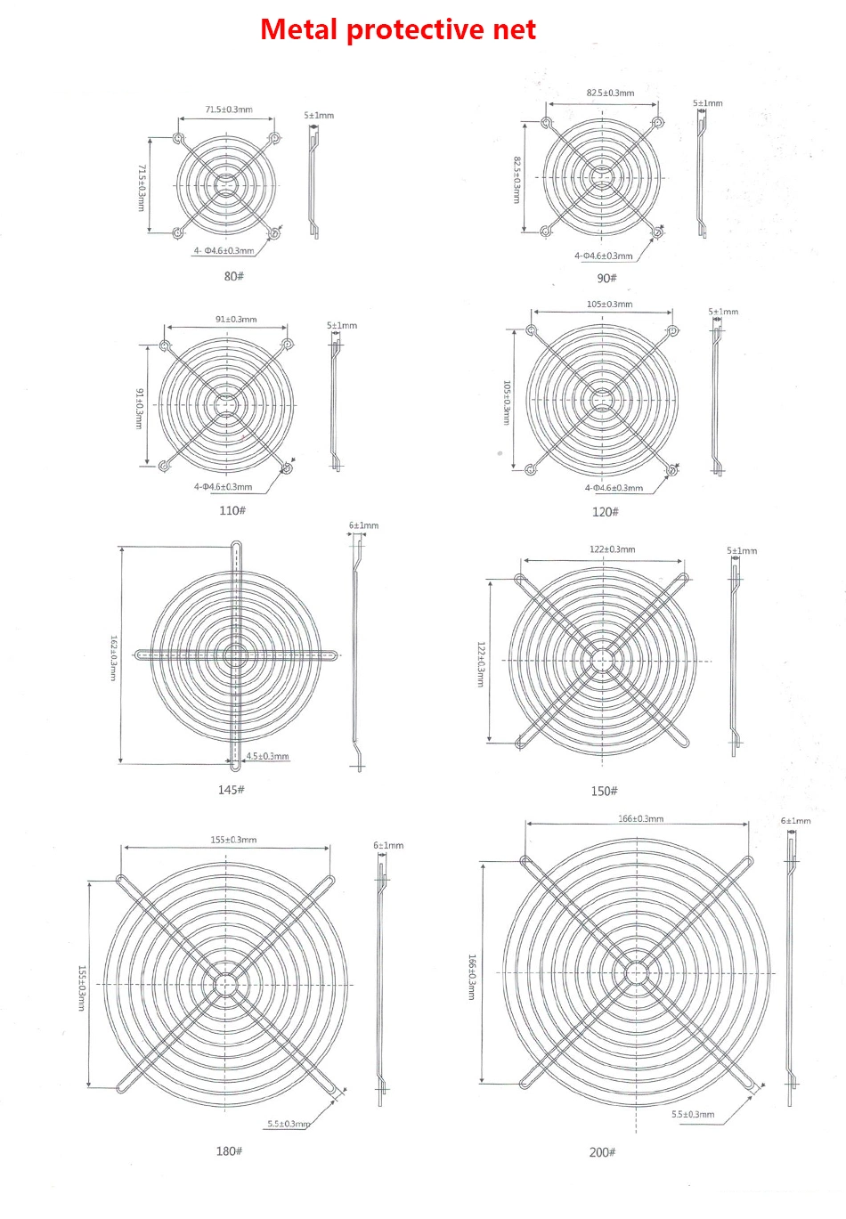 Axial Fan Filter 125mm*125mm ABS Plastic Black Fan Guard
