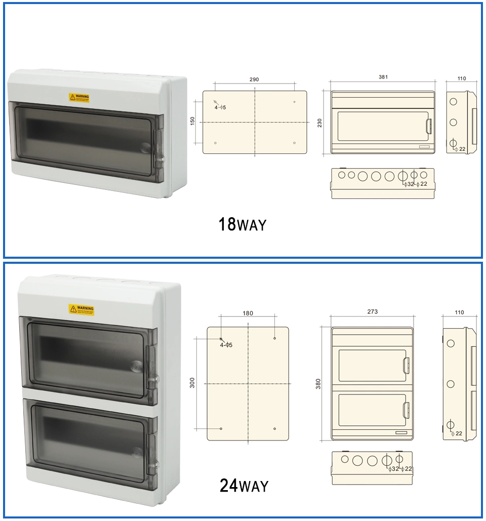 At4way Plastic Distribution Box IP67 Outdoor Waterproof Photovoltaic Wiring PC Fire Protection