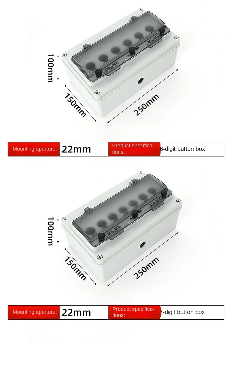 Double Hole IP67 Waterproof Outdoor Emergency Push Button Switch W Junction Box