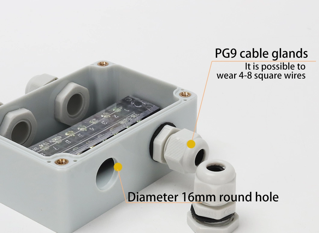 Two in and Three out 3.9*2.7*2inch Outdoor Power Supply Wire Distribution Box ABS Plastic Material Gray