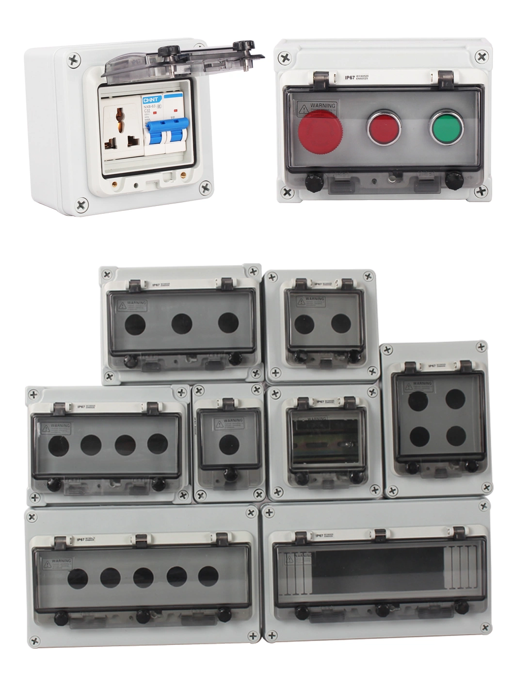 Red Portable Power Supply Access Box Single Phase 220V 3-Pin Socket IP66 Outdoor Waterproof and Fireproof