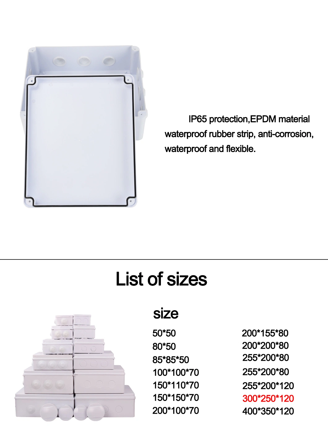 Outdoor Waterproof Junction Box 300X250X120mm ABS Plastic IP65 White Spot Wholesale