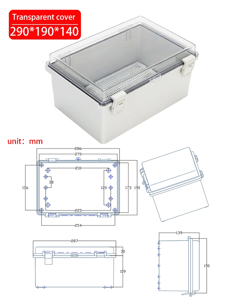 Transparent Plastic Cover Waterproof Junction Box 290*190*140mm