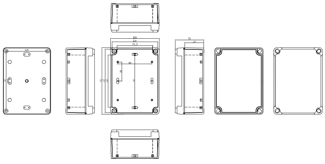 Outdoor Waterproof Junction Box 175*125*75mm ABS Plastic Customizable Colors