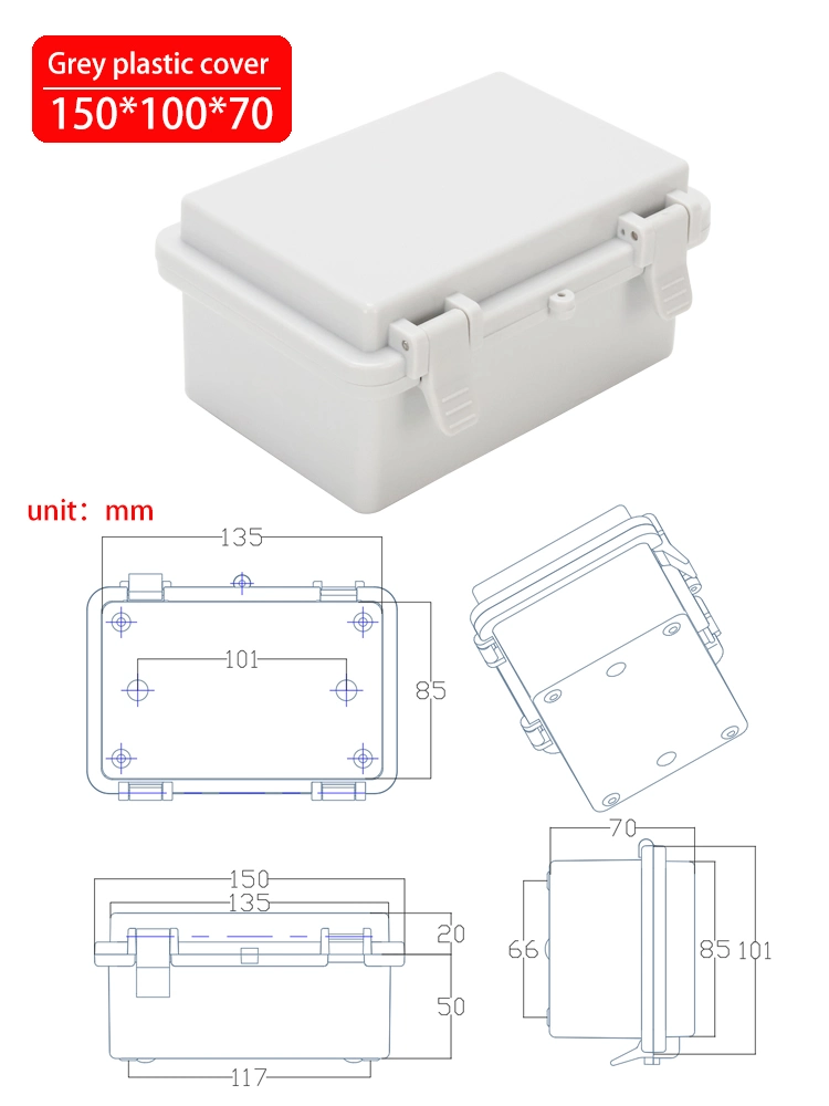 Outside 150*100*70mm ABS Plastic Waterproof Junction Box IP66 Light Gray 6*4*2.8inch Distribution Box Spot Wholesale