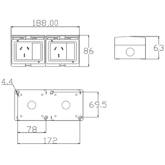American Waterproof Socket Switch Two-Position Switch Socket