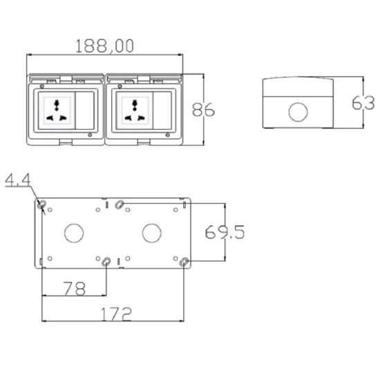 Outdoor Waterproof Socket Switch with Five Holes